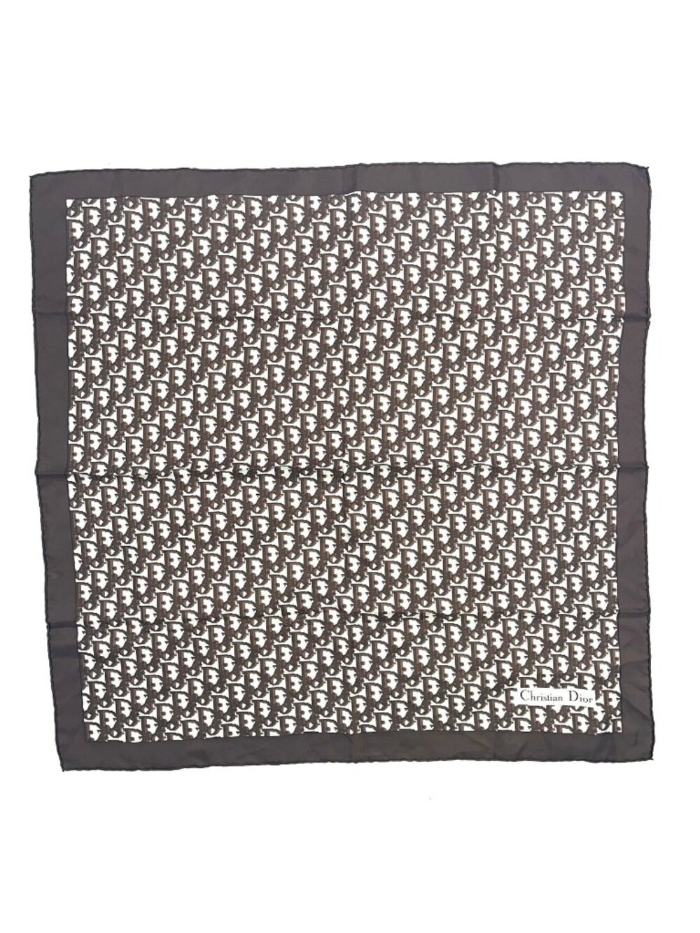 Dior Trotter Pattern Silk Brown Scarf